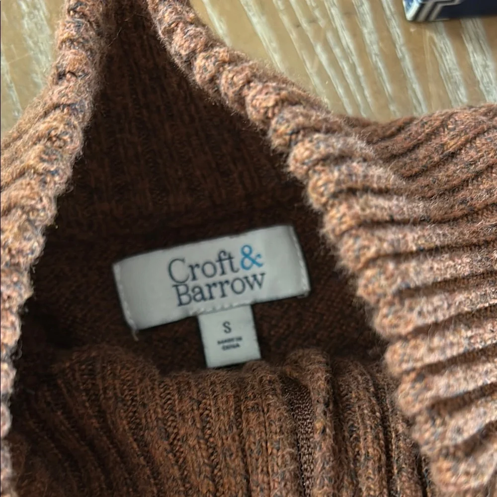 Men’s Croft and Barrow Brown Quarter Zip Chocolate Brown Marled Sweater